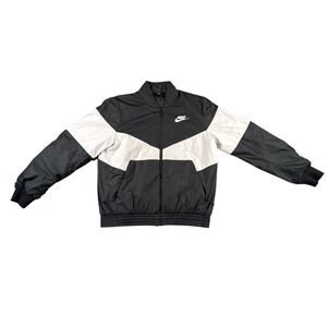 Vintage Y2K Nike Bomber Jacket Mens Large White/Black Full Zip Puffer AJ1020-010